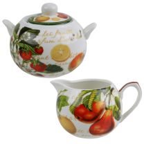 Classic Cream & Sugar Set by The Leonardo Collection Fruit Garden Bowl & Jug GIFT Boxed