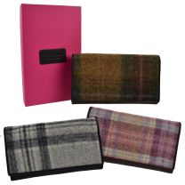 Ladies Flap Over Leather & Tweed Purse/Wallet by Mala; Abertweed Collection Wool