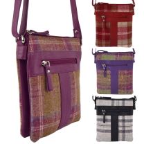 Ladies Leather & Tweed Cross Body Bag by MALA Abertweed Collection