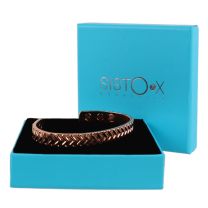 Slim Magnetic Therapy Bangle/Bracelet 6 Magnets Shiny Copper Tyre Tread Design NdFeB