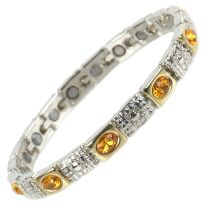 Ladies Magnetic Bracelet Faux Amber Orange Crystals Magnets Health Therapy