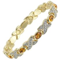 Ladies Magnetic Bracelet Faux Crystals Magnets Amber-Free Gift Box