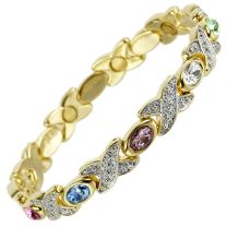 Ladies Magnetic Bracelet Faux Pastel Multi-Coloured Crystals Magnets