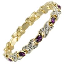 Ladies Magnetic Bracelet Faux Crystals Magnets Pretty Purple