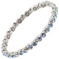 Sisto-X Ladies Magnetic Tennis Style Bracelet Pale Blue Crystals Health 16 Magnets