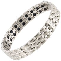 SISTO-X Mens Magnetic Stainless Steel Bracelet Chrome Finish Strong Magnets Health NdFeB Neodymium Therapy