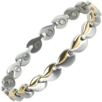 Ladies Titanium Magnetic Bracelet with Gold & Chrome Finish Health Therapy