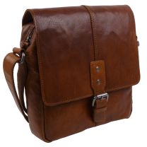 Rowallan of Scotland Mens Leather Messenger Bag in Brandy