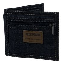 RED X Mens Black Denim Bi-Fold Sports Zip Wallet Cards Coins