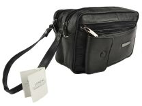 Mens Soft Black Leather Travel Wrist Bag by Lorenz Handy