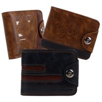 Mens Vegan PU Leather Card & Cash Tabbed Wallet