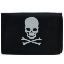 Boys Teens Wallet Coin Purse Canvas Black Skull Crossbones Pirate Jolly Roger  