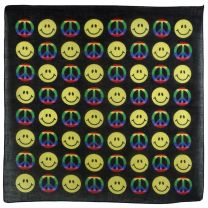 Unisex Black Peace & Happy Face/Emoji Bandana Scarf