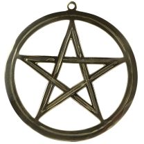Solid Brass Pentagram Wall Plaque Pagan Wicca Star Decoration