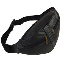 Mens Ladies Black Leather Waist Bumbag by Oakridge Leather Fanny Pack
