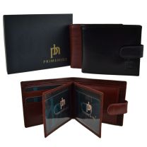 Mens/Gents Stylish Leather Tabbed Wallet by Prime Hide Coin Pocket Gift Boxed
