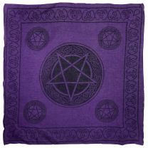 Pickled Moon Pentagram Wall Hanging Altar Cloth Scarf Purple Pentacle Cotton Lightweight Pagan