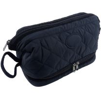 Mens Large Quilted Washbag by Danielle; Heritage Collection Travel Toiletries Handy Classic Navy Blue