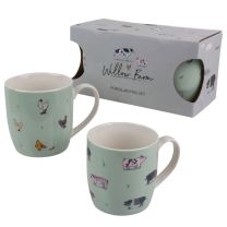 Willow Farm Set of 2 Porcelain Mugs Cotsworld Gift Boxed