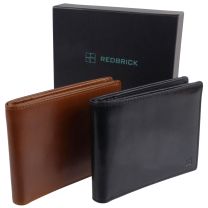 Mens Quality Leather Bi-Fold Wallet Gift Boxed by Redbrick