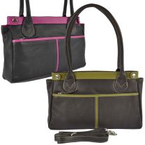 Ladies Leather Two-Tone Shoulder Bag by Gorjus Classic Handbag 