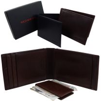 Mens Quality Leather Slim Wallet Banknote Clip Gift Boxed by Redbrick