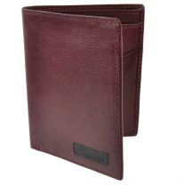 Mens Leather Compact Shirt Wallet by Renaissance Gift Boxed Credit Cards (Burgundy)