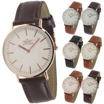 Mens Slim Classic Watch by Softech PU Leather Rose Gold Silver Designer