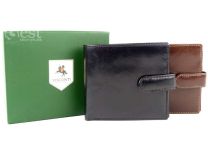 Mens Quality LEATHER WALLET by VISCONTI in Black Or Brown Veg Tan Gent Coins 