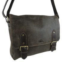 Mens Ladies Large Distressed Leather Messenger Bag by Rowallan Brushwood