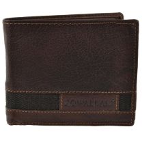 Mens Bi-Fold BUFFALO LEATHER WALLET Rowallan of Scotland; Panama Collection Brown