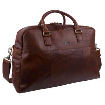 Rowallan Mens Leather Weekender Holdall Travel Overnight Bag - Cognac