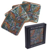 William Morris Set of 4 Coasters  Peacock Tapestry Design Gift Boxed