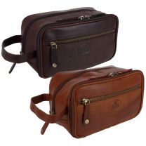 Rowallan of Scotland Mens Compact Leather WashBag Toiletries