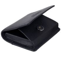 Oakridge Leather Mens Coin Tray Purse with Credit Card Slot - Black
