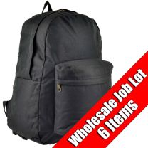 WHOLESALE PACK of 6 Hi-Tec Mens Boys Black Backpack Bag