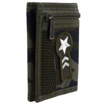 Camo Mens Boys Tri-Fold Canvas Sports Wallet Cards Cream Star