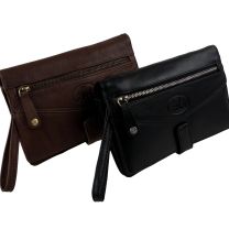 Mens Vintage Soft Leather Wrist Man Bag Travel Organiser by Rowallan 2 Colours Handy