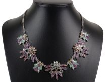 Beautiful Pastel Flower and Leaves Necklace Art Deco Style