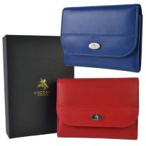 Ladies LEATHER Compact Flap Over Purse/Walelt by Visconti; Enya Collection Gift Boxed
