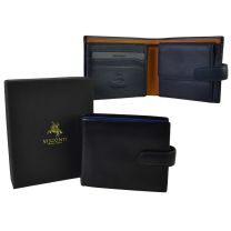 Mens Leather Stylish Tabbed Bi-fold WALLET by Visconti; Parma Collection GIFT BOX
