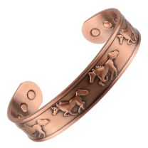 Chunky Copper Magnetic Bracelet/Bangle Wild Horses Design 6 Magnets Health Rare Earth NdFeB