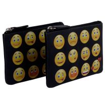 Mala Leather Unisex Emoji Smiley Faces Coin Purse