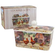 The Leonardo Collection China Butter Dish Cockerel, Hen and Chicks Farm Scene