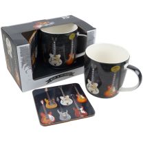 Rock and Roll China Electric Guitar Mug and Coaster Gift Boxed