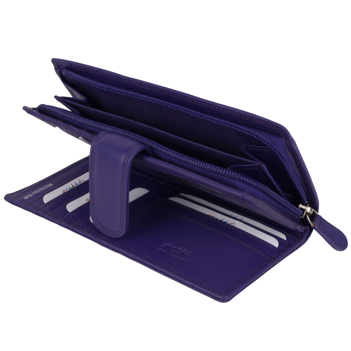 Ladies Leather Tabbed Purse/Wallet by Golunski; Graffiti Gift Box Bright Colours - Picture 95 of 103
