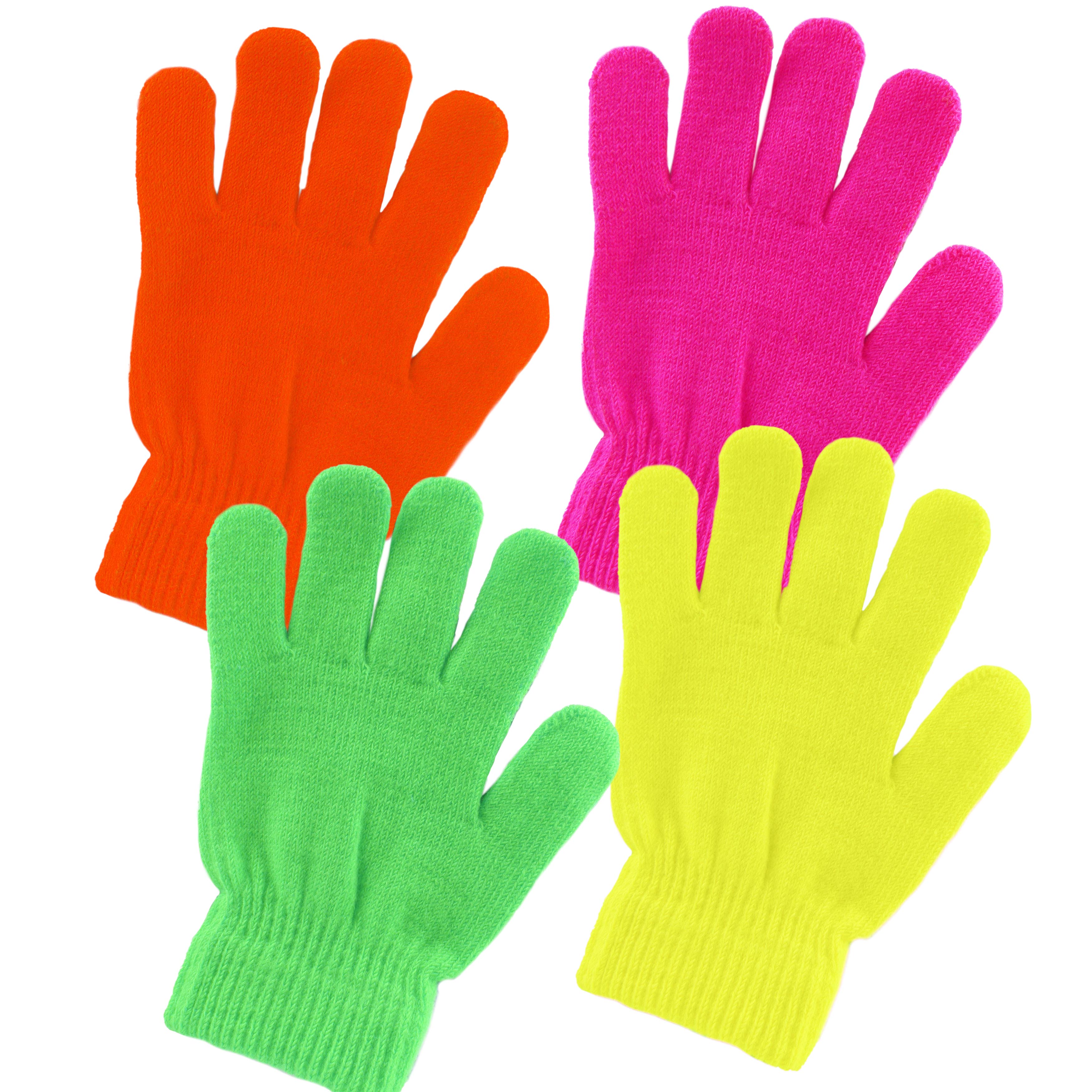 Un tamaño para niños de Neón Magic Gloves Niños Niñas Niños Rosa Naranja Verde Amarillo