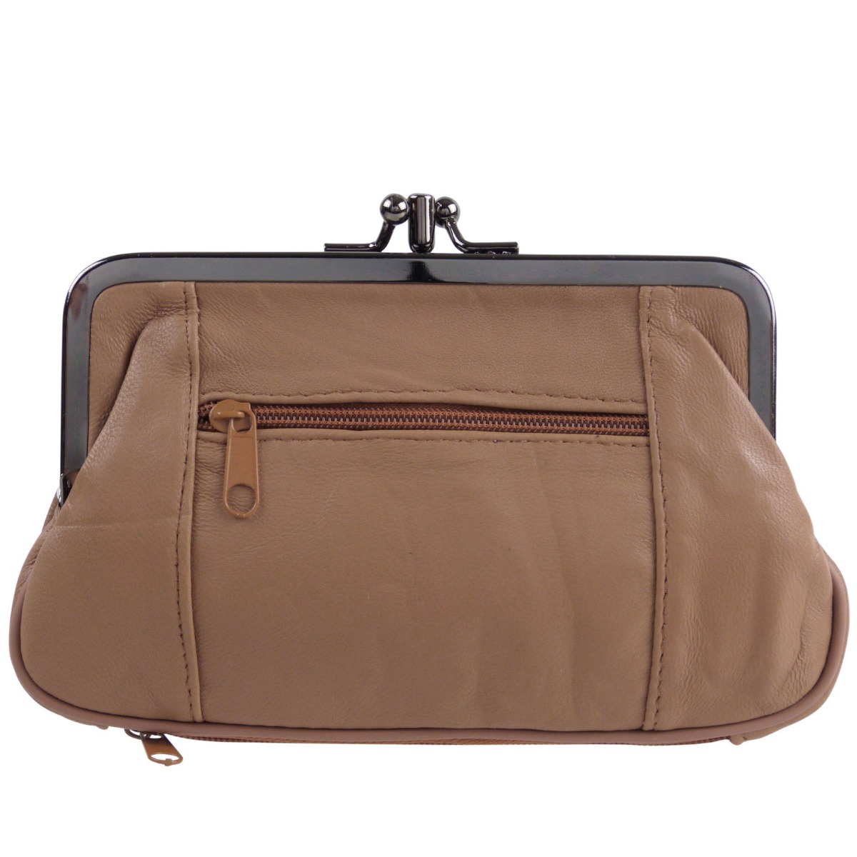 Oakridge Leather Ladies Double Clasp Coin Purse with Space for Credit Card - Picture 19 of 34