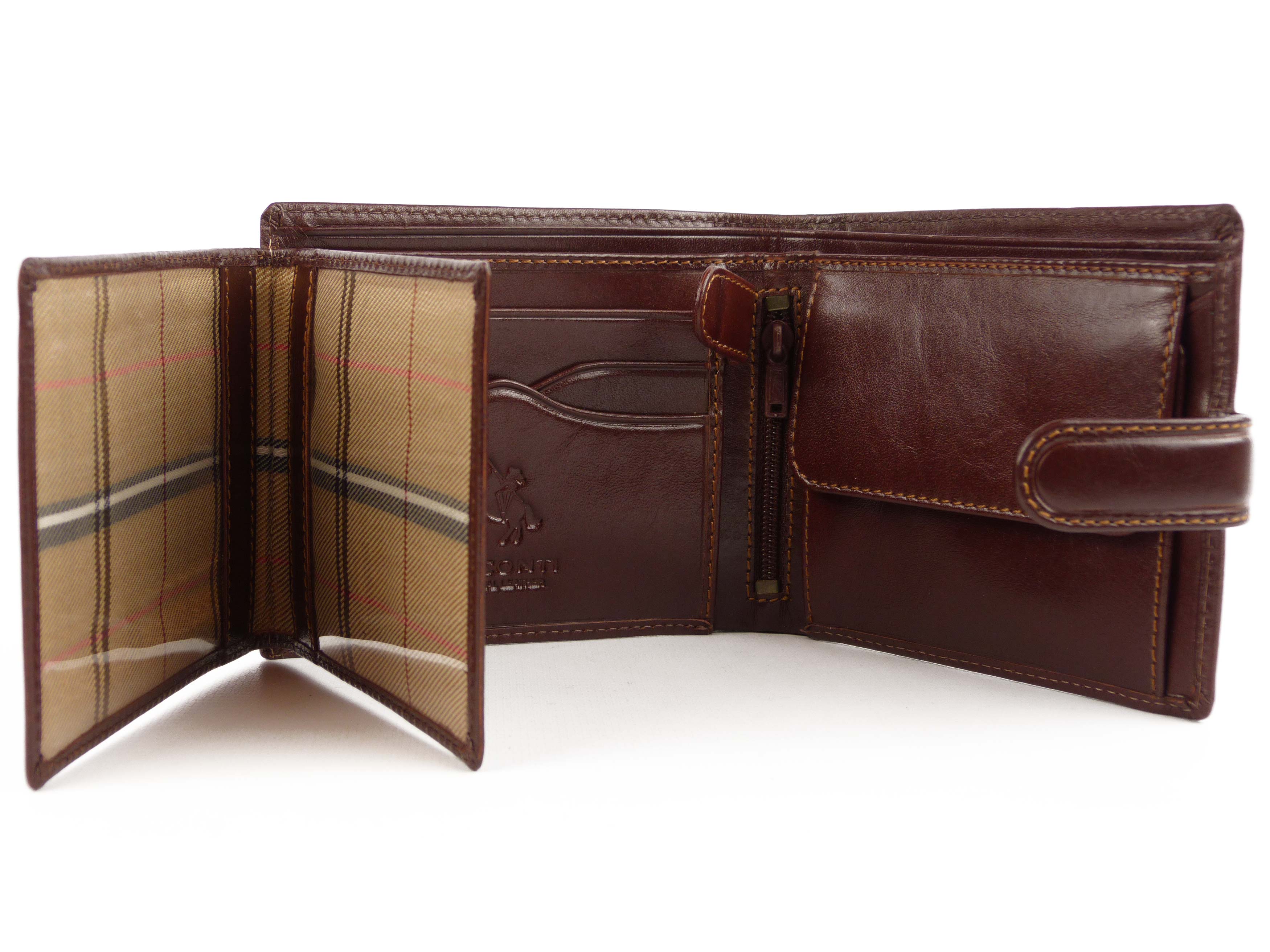 Cartera italiana de cuero con pestañas para hombre de Visconti; colección Monza regalo en caja - Imagen 12 de 15