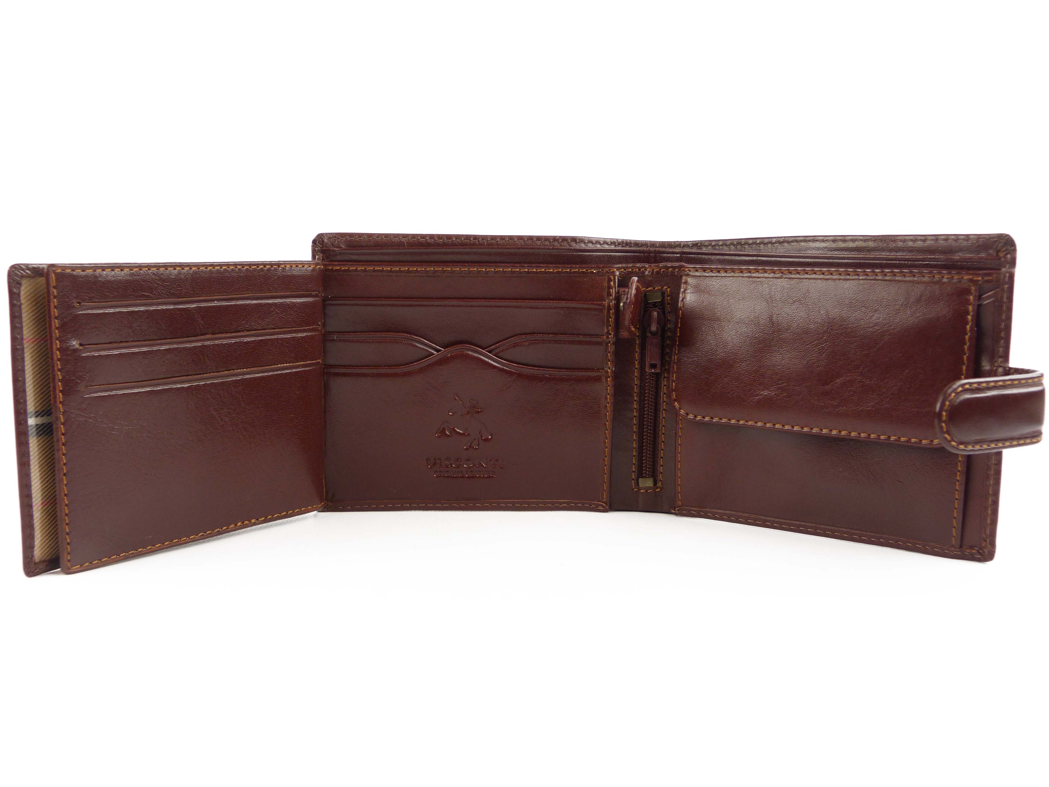 Cartera italiana de cuero con pestañas para hombre de Visconti; colección Monza regalo en caja - Imagen 14 de 15